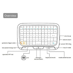 Acheter Universal Clavier à panneau tactile H18 2,4 GHz, télécommande en mode clavier et souris sans fil, télévision intelligente à rétroaction vibratoire(Le noir)