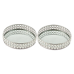 2x Plateau De Vanité En Cristal Reflété Décoratif Pour Les Plateaux De Maquillage De Bijoux De Parfum