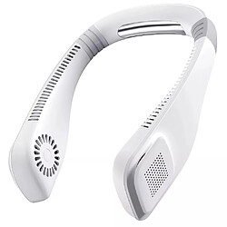 (Blanc avec Câble) Ventilateur de cou Portable à 3 Vitesses USB Rechargeable Lazy Neckband Ventilateurs de refroidissement sans lame