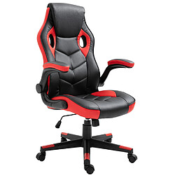 Decoshop26 Fauteuil de bureau chaise gamer ergonomique réglable pivotant rouge/noir BUR10399