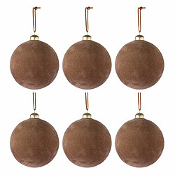 Paris Prix Lot de 6 Boules de Noël Déco Velours 8cm Ocre