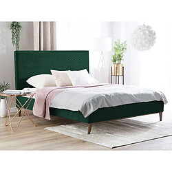 Beliani Lit double en velours vert 140x200 cm BAYONNE