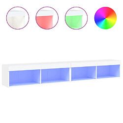 vidaXL Meubles TV avec lumières LED 2 pcs blanc 100x30x30 cm