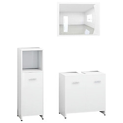 Maison Chic Ensemble de 3 meubles de salle de bain,Armoire rangement + miroir Blanc Aggloméré -MN96818