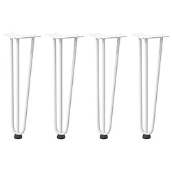 vidaXL Pieds de table en forme d'épingle à cheveux 4 pcs blanc 42 cm