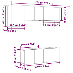 vidaXL Unités murales TV 6 pcs blanc bois d'ingénierie pas cher