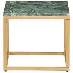 vidaXL Table basse Vert 40x40x35 cm Pierre véritable et texture marbre