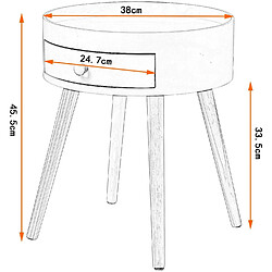 Helloshop26 Table basse de chevet avec tiroir blanc 19_0000175