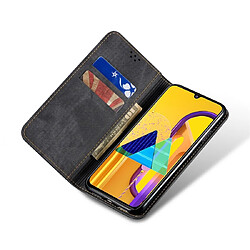 Wewoo Housse Coque Pour Galaxy M30s Denim Texture style décontracté Etui à rabat horizontal en cuir avec support & fentes cartes et porte-monnaie noir pas cher