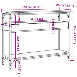 vidaXL Table console avec étagère chêne marron 100x29x75 cm pas cher