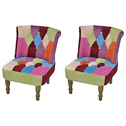 vidaXL Chaises en style français lot de 2 avec design patchwork tissu