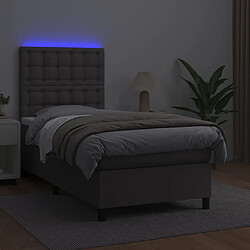 Avis vidaXL Sommier à lattes de lit avec matelas et LED Gris 90x190 cm