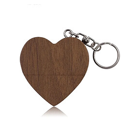 Wewoo Clé USB Couple de disques MicroDrive 128 Go USB 2.0 en bois forme de coeur U de noyer