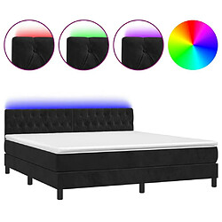 Maison Chic Lit adulte- Lit + matelas,Sommier à lattes de lit avec matelas et LED Noir 180x200 cm -GKD39631