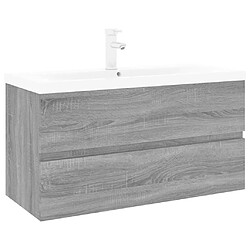 vidaXL Meuble lavabo avec bassin intégré Sonoma gris Bois d'ingénierie