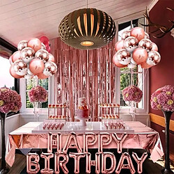 Acheter Euro Mega 34PCS Anniversaire Ballon Rose Kit Guirlande Happy Birthday Nappe Rose Or