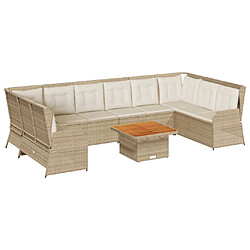 vidaXL Salon de jardin avec coussins 7 pcs beige résine tressée