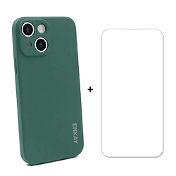 Enkay Coque en silicone anti-rayures, bord droit résistant vert foncé pour votre Apple iPhone 13 mini 5.4 pouces