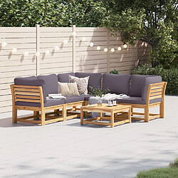 vidaXL Salon de jardin 6 pcs avec coussins bois d'acacia solide