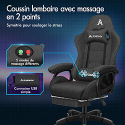 Acheter ALFORDSON Chaise Gaming avec Chaise Bureau de Massage Lombaire à 2 Points Tissu Lin Noir