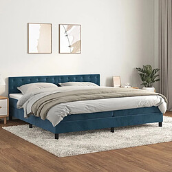 Maison Chic Lit adulte- Lit + matelas,Sommier à lattes de lit et matelas Bleu foncé 200x200cm Velours -GKD23944