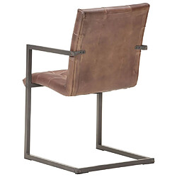 Acheter vidaXL Chaises à manger cantilever lot de 4 marron cuir véritable