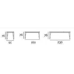 Inside 75 Table repas extensible TONNE 8 couverts 160/230x94cm pieds noirs plateau céramique blanc