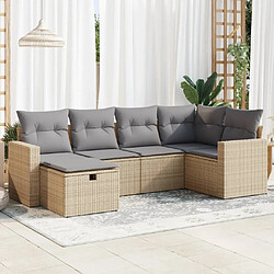 vidaXL Salon de jardin avec coussins 6 pcs beige résine tressée