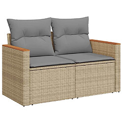 Acheter vidaXL Salon de jardin avec coussins 7 pcs beige résine tressée acacia