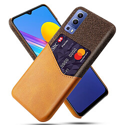 Coque en TPU + PU Hybride de tissu de fente pour carte orange pour votre Vivo Y72 5G