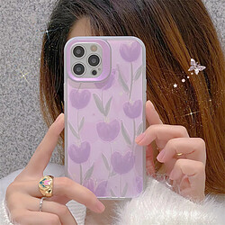 GUPBOO Étui pour iPhone11ProMax Coque en silicone pour téléphone tulipe violette de style japonais et coréen