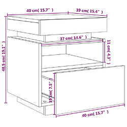 vidaXL Armoire de chevet avec lumières LED noir 40x39x48,5 cm pas cher