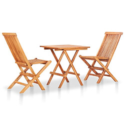 Maison Chic Ensemble de bistro 3 pcs avec coussins,Table + chaises + coussins de jardin vert Bois de teck massif -GKD731406