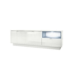 Mpc Meuble TV 153 Cm Laqué Blanc Avec Insertion Danim + LED (lxhxp) : 153 X 48 X 38