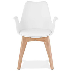 Mes Fauteuil design 50x58,5x82 cm blanc et pieds naturels - SHAFT