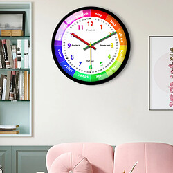 12 '' Horloge Murale Colorée Enfants école Classe Indiquant L'heure Cadre Noir A pas cher