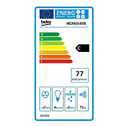 Hotte décorative inclinée 90cm 577m3/h noir - hca92540b - BEKO