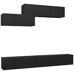 vidaXL Ensemble de meubles TV 6 pcs Noir Bois d'ingénierie