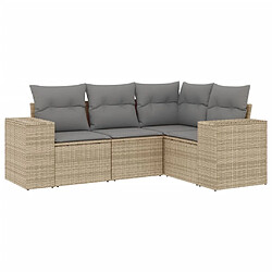 Maison Chic Salon de jardin avec coussins 4 pcs | Ensemble de Table et chaises | Mobilier d'Extérieur beige résine tressée -GKD59706