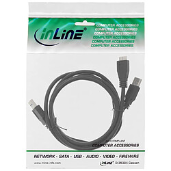 InLine® USB 3.0 Y-Cable 2x Type A mâle à Micro B mâle noir 1,5m