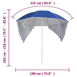 vidaXL Parasol de plage avec parois latérales bleu 215 cm pas cher