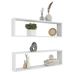 Avis Maison Chic Lot de 2 Étagères cube murales,Etagère de rangement flottantes Blanc 100x15x30 cm Aggloméré -MN96443