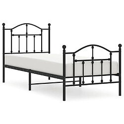 Maison Chic Lit adulte - Lit simple Cadre de lit métal avec tête de lit/pied de lit,Structure du lit Contemporain pour chambre noir 90x200 cm -MN48654