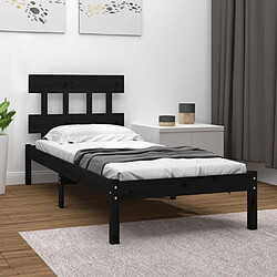 vidaXL Cadre de lit sans matelas noir 75x190 cm bois massif 