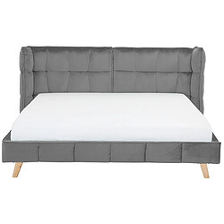 Acheter Beliani Lit double en velours gris 180 x 200 cm SENLIS