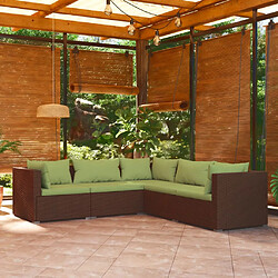 Maison Chic Salon de jardin 5 pcs + coussins - Mobilier/Meubles de jardin - Table et chaises d'extérieur résine tressée marron -MN60260