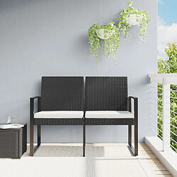 Maison Chic Banc de jardin à 2 places | Banquette de jardin | Chaise Relax avec coussins noir rotin PP -MN15823