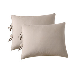 Taie De Coussin En Polyester De Couleur Unie Avec Attaches, 2 En 1 Beige