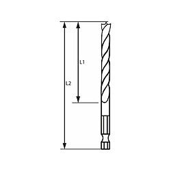 Mèche hélicoïdale à bois rectifiée HSS à queue 6 pans 1/4"" Ø 4mm Longueur 88mm BOSCH 2608595520