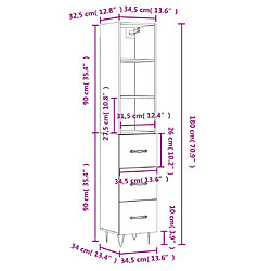 vidaXL Buffet haut Chêne fumé 34,5x34x180 cm Bois d'ingénierie pas cher